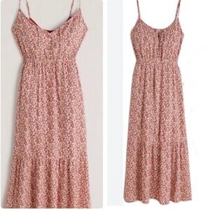 Abercrombie Easy Waist Tiered Midaxi Floral Dress sized Large (Tall)